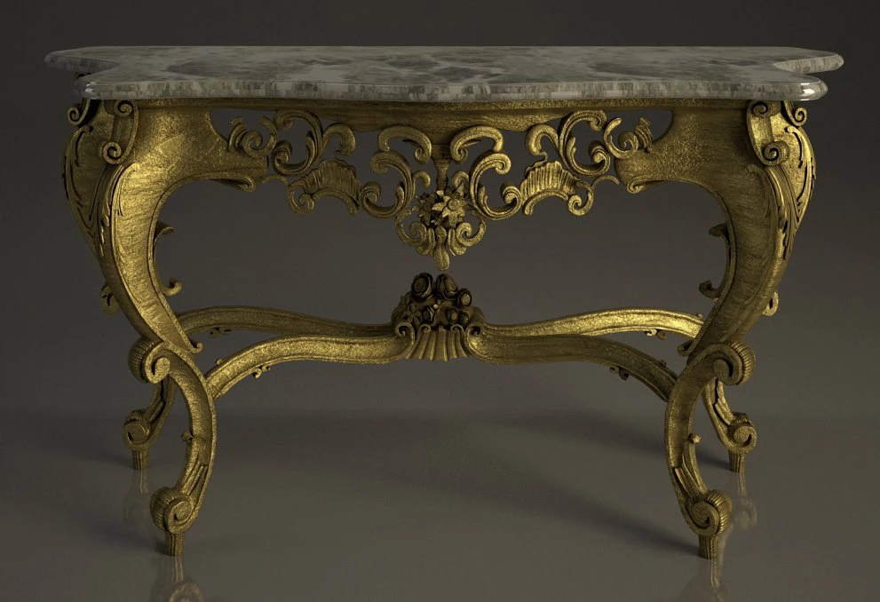 антикварная классическая консоль в стиле барокко 3D Модель .c4d .max .obj .3ds .fbx .stl .blend 