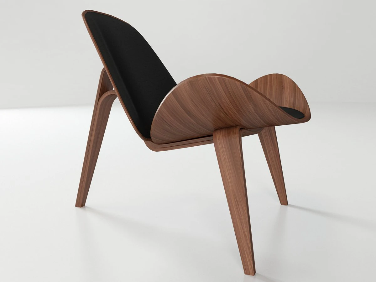 стул Wegner Shell 3D Модель .c4d .max .obj .3ds .fbx .stl .blend 