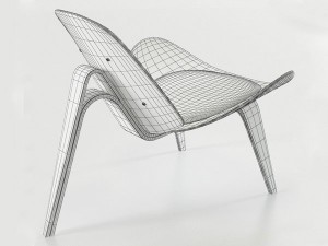 wegner shell chair 3D मॉडल