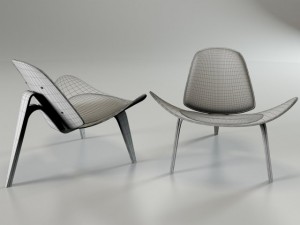 wegner shell chair 3D मॉडल