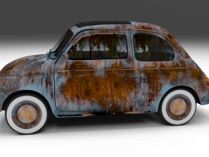 weathered fiat 500 nuova 3D 模型