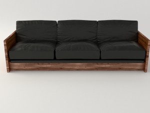 black leather sofa 3D Model