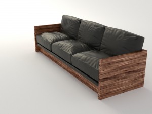 black leather sofa 3D Модель