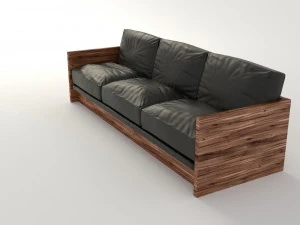 black leather sofa 3D Model