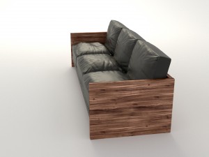 black leather sofa 3D Модель