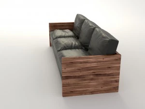 black leather sofa 3D Model