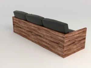 black leather sofa 3D Model