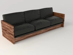 black leather sofa 3D Model