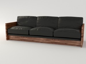 black leather sofa 3D Модель