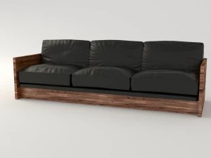 black leather sofa 3D Model