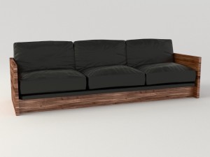black leather sofa 3D Модель
