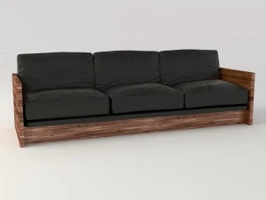 black leather sofa 3D Model