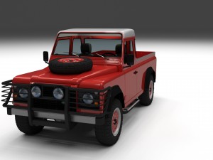 land rover defender 110 pick up w interior 3D Model