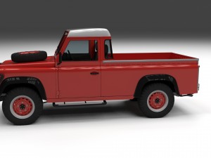 land rover defender 110 pick up w interior Model 3D
