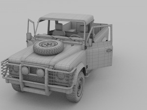 land rover defender 110 pick up w interior Model 3D