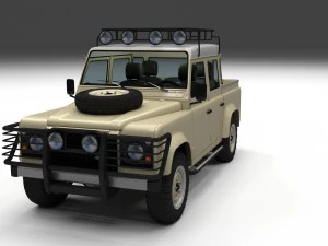 Land Rover Defender 110 pick-up met dubbele cabine w inter 3D Model