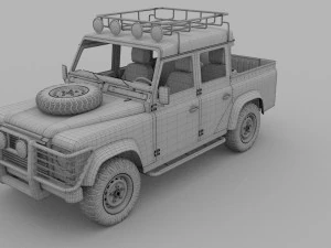 land rover defender 110 double cab pick up w inter 3D Model