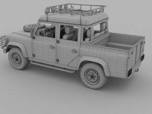 land rover defender 110 double cab pick up w inter 3D 모델