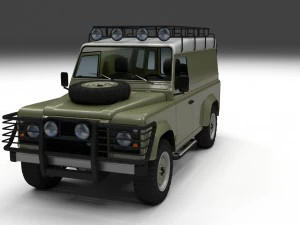 Land Rover Defender 110 tetto rigido con interni Modello 3D