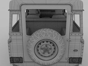 land rover defender 90 station wagon w interior 3D Model