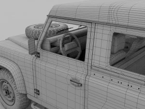land rover defender 90 station wagon w interior 3D Model