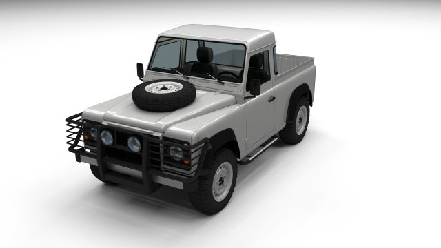 land rover defender 90 pick up w interior 3D मॉडल .c4d .max .obj .3ds .fbx .stl .blend 