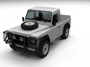 land rover defender 90 pick up w interior 3D Model