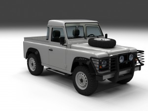land rover defender 90 pick up w interior 3D मॉडल