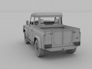 land rover defender 90 pick up w interior 3D मॉडल