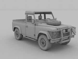 land rover defender 90 pick up w interior 3D मॉडल