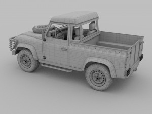 land rover defender 90 pick up w interior 3D मॉडल
