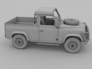 land rover defender 90 pick up w interior 3D मॉडल