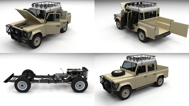 full land rover defender 110 double cab pick up Modello 3D .c4d .max .obj .3ds .fbx .stl .blend 
