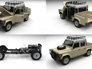 फुल लैंड रोवर डिफेंडर 110 डबल कैब पिक अप 3D मॉडल