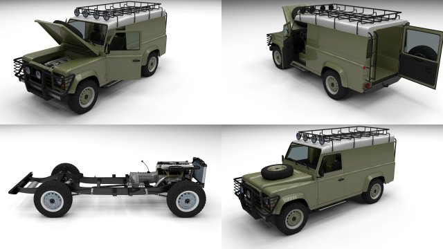 full land rover defender 110 hard top 3D Model .c4d .max .obj .3ds .fbx .stl .blend 