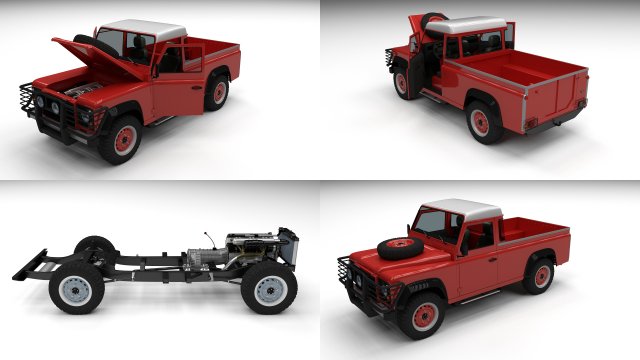 full land rover defender 110 pick up 3D 모델 .c4d .max .obj .3ds .fbx .stl .blend 