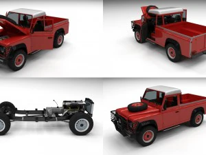 повний land rover defender 110 пікап 3D Модель