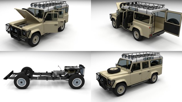 full land rover defender 110 station wagon 3D Model .c4d .max .obj .3ds .fbx .stl .blend 