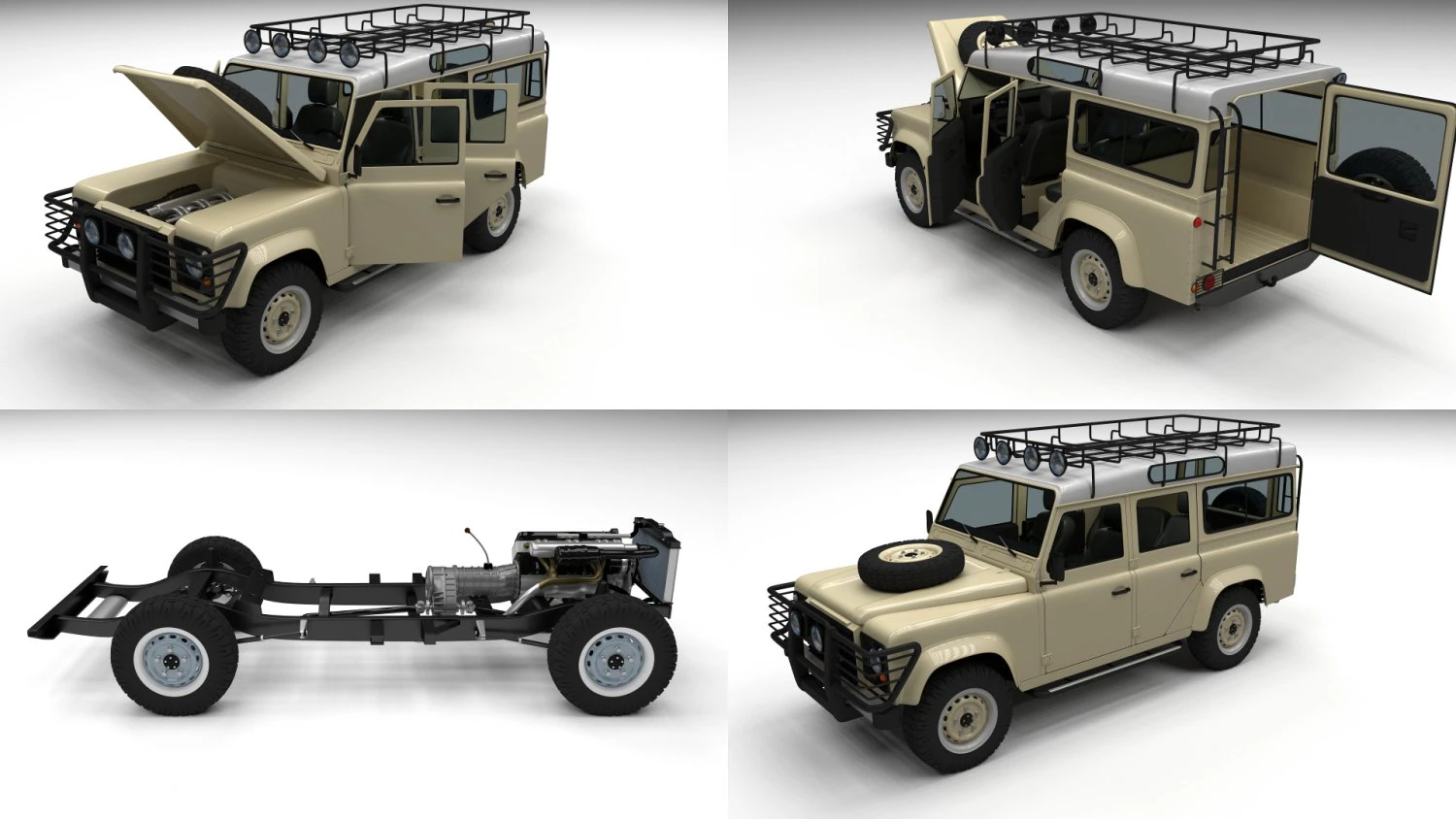 full land rover defender 110 station wagon 3D Model .c4d .max .obj .3ds .fbx .stl .blend