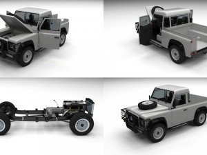 full land rover defender 90 pick up 3D Model