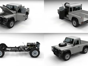 повний land rover defender 90 пікап 3D Модель