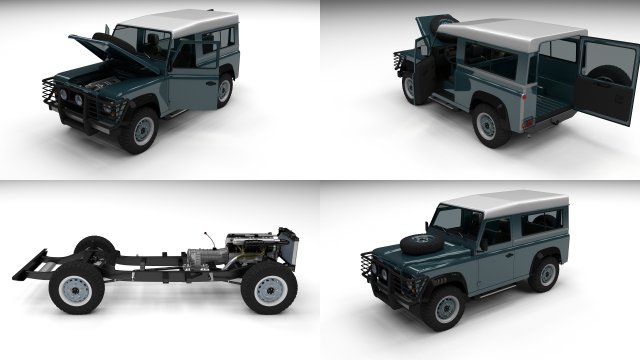 full land rover defender 90 station wagon 3D Модель .c4d .max .obj .3ds .fbx .stl .blend 