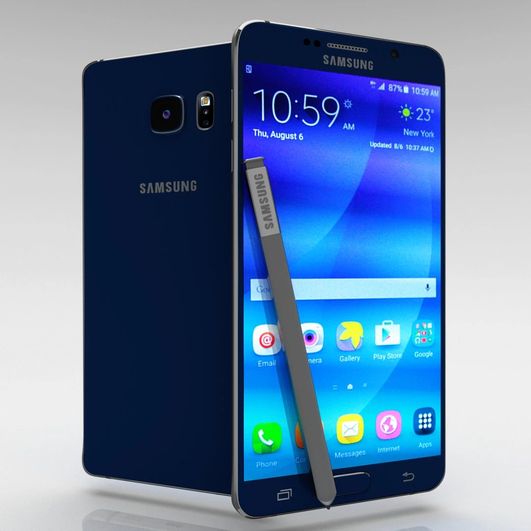 samsung galaxy note 5 black sapphire 3D Model .c4d .max .obj .3ds .fbx .stl .blend 