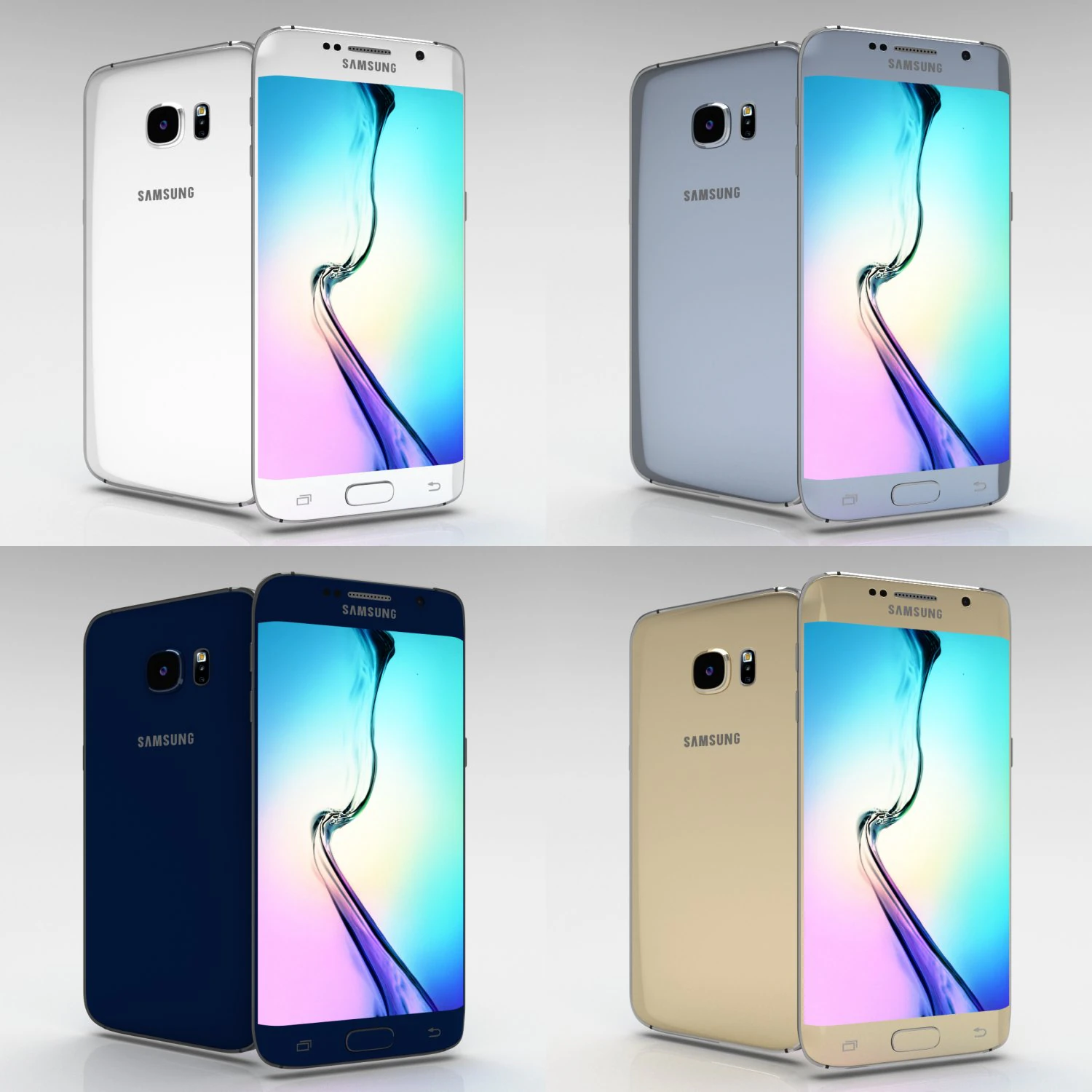 samsung galaxy s6 edge plus all color pack 3D Model .c4d .max .obj .3ds .fbx .stl .blend 