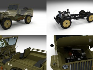full w chassis jeep willys mb military 3D 模型