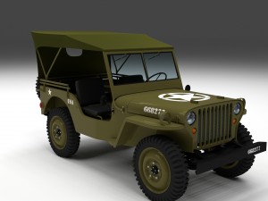 full w chassis jeep willys mb military top 3D-Modell