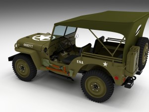 full w chassis jeep willys mb military top 3D-Modell