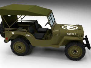 full w chassis jeep willys mb military top 3D-Modell