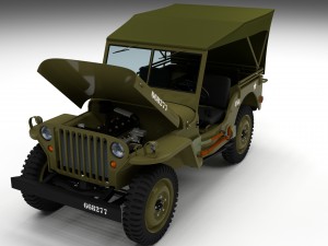 full w chassis jeep willys mb military top 3D-Modell