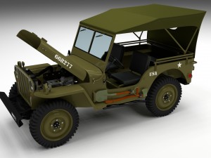 full w chassis jeep willys mb military top 3D-Modell